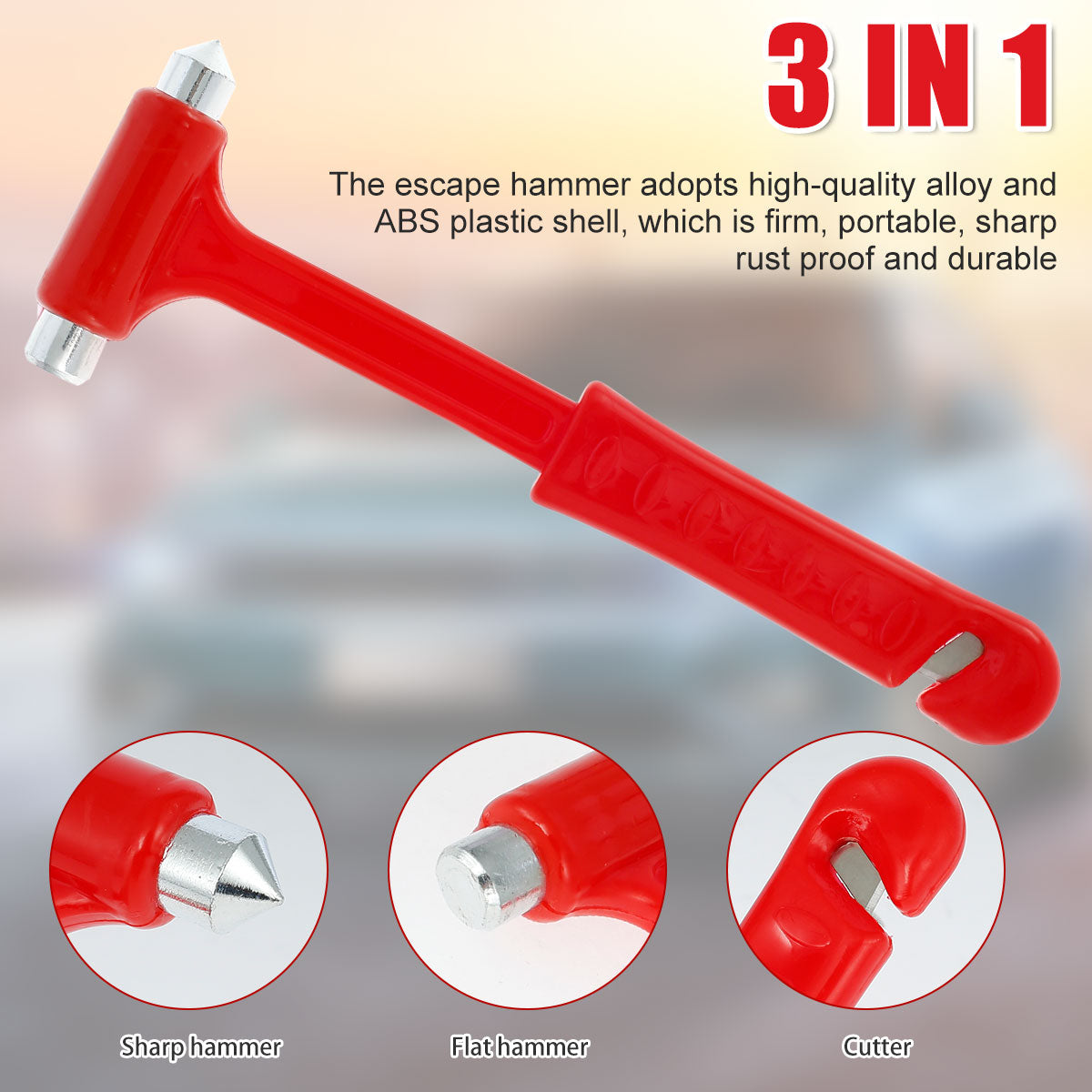 AutoTool Emergency Car Safety Hammer